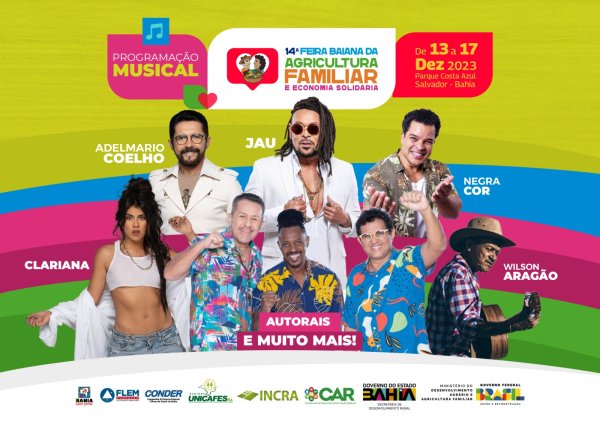 Feira Baiana da Agricultura Familiar vai reunir grandes atrações da música brasileira  