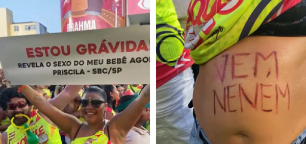 Foliã grávida pede que Xandy revele o sexo do bebê em cima do trio